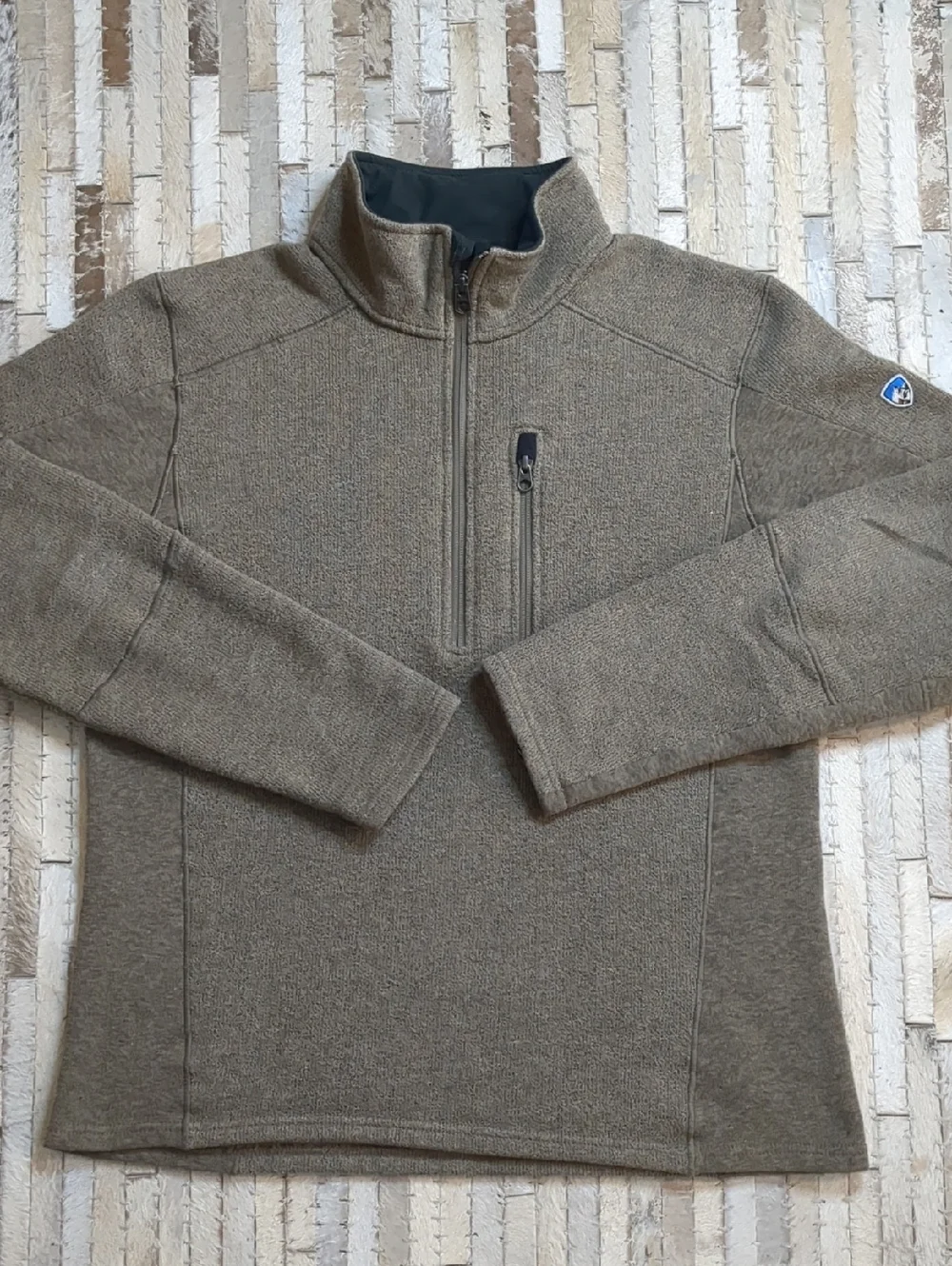 Kuhl Men's M Interceptr 1/4 Zip Fleece Oatmeal Brown Jacket
